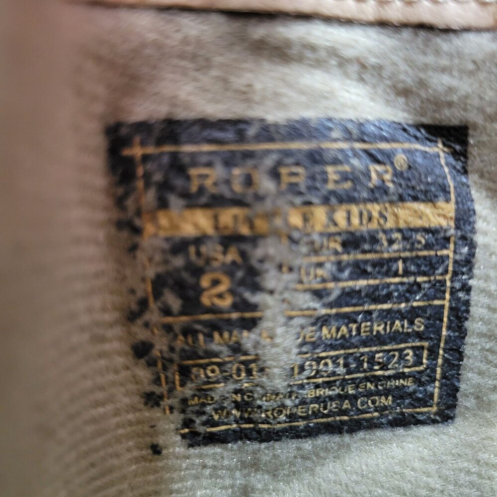 Roper Western Boots Girls Size 2 Black Purple Square Toe Bling Cowgirl Pull On - Picture 7 of 9